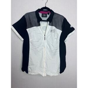 Harley Davidson Women's Short Sleeved Mesh Detail Zipper Front Shirt Size XL